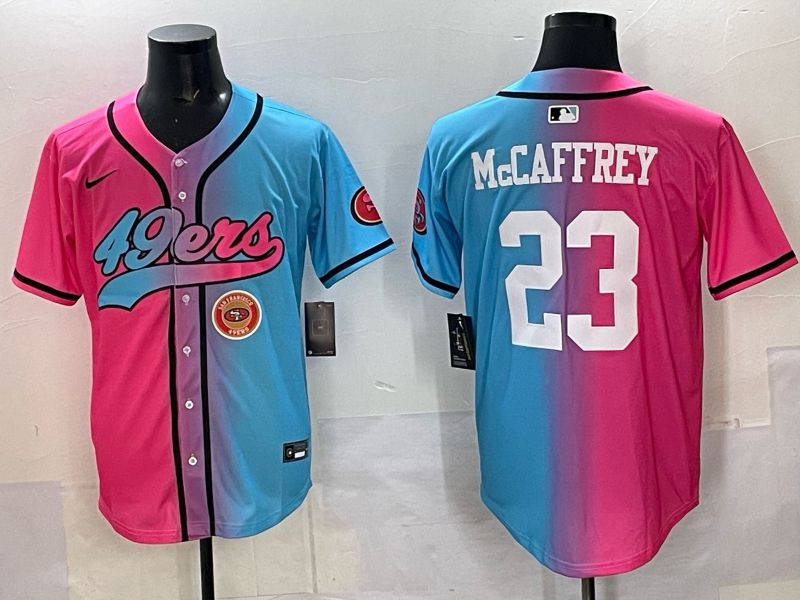 Men 2025 San Francisco 49ers #23 Mccaffrey Blue pink Nike Limited NFL Jersey style 013->san francisco 49ers->NFL Jersey